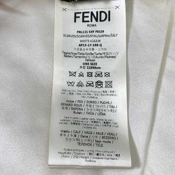 Fendi Fox Fur & Silk Womens Scarf With Buckle White & Pink - Picture 6 of 7